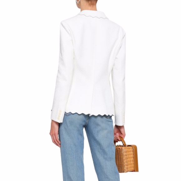 Tory Burch Scalloped Cotton-Jacquard Blazer Size 4 - Picture 2 of 5